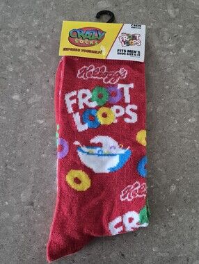 Crazy Socks Froot Loop Crew Socks Red One Size Unisex Multicolor Kelloggs
